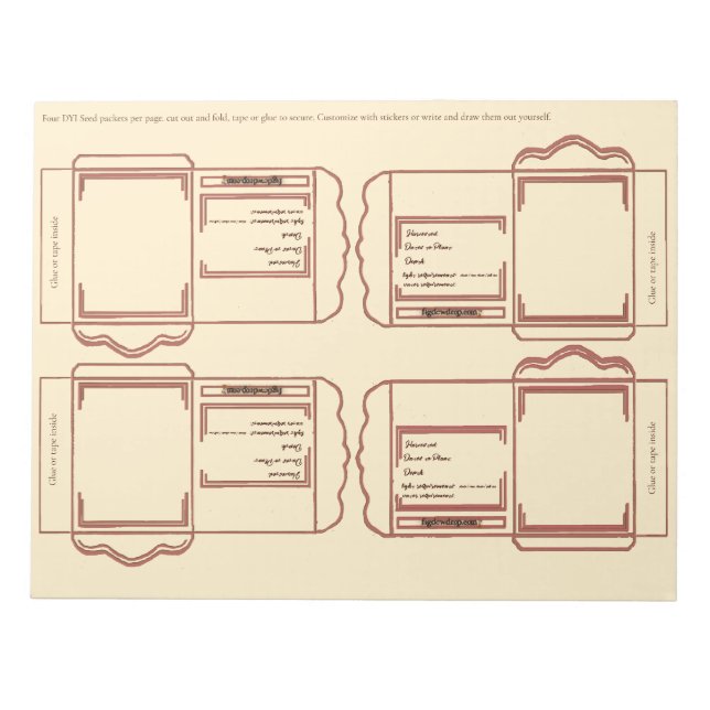 Seed Packet coral brown DYI Notepad (Front)