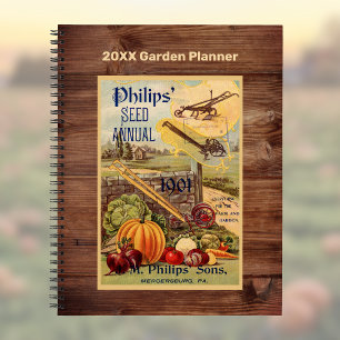 Seed Packet Farm Catalog Vintage Art w Faux Wood Notebook