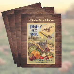 Seed Packet Farm Catalog w Faux Wood Vintage Pocket Folder
