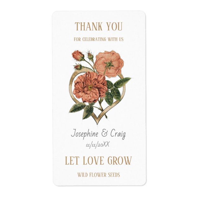 Seed Packet Labels Wedding Favors (Front)