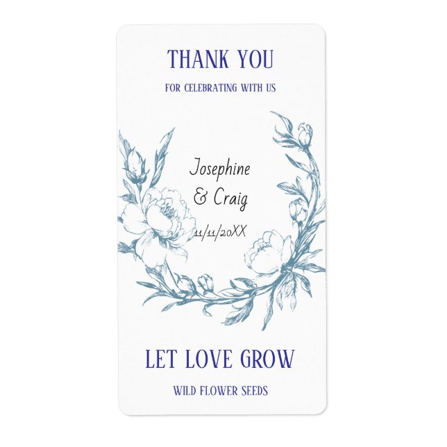 Seed Packet Labels Wedding Favors (Front)