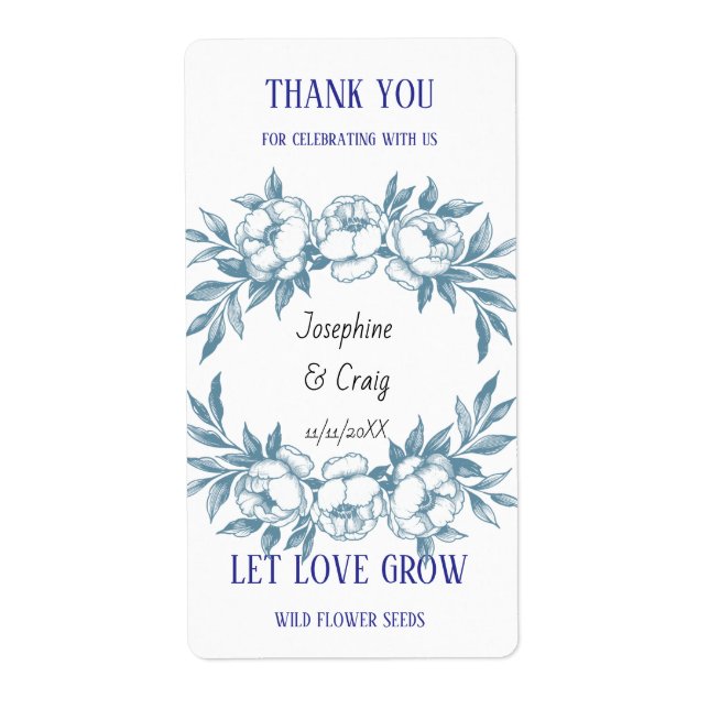 Seed Packet Labels Wedding Favors (Front)