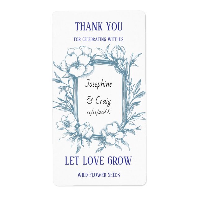 Seed Packet Labels Wedding Favors (Front)