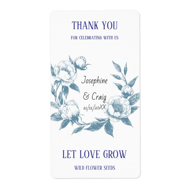Seed Packet Labels Wedding Favors (Front)