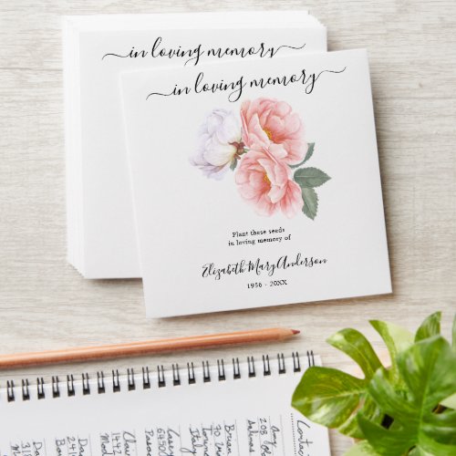 Seed Packet Memorial Funeral Watercolor Florals Envelope