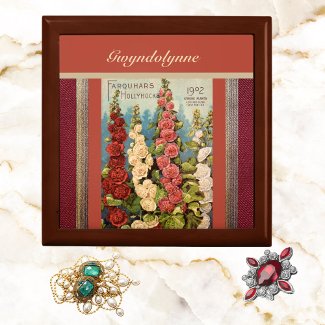 Seed Packet Red 1902 Hollyhocks Vintage Monogram