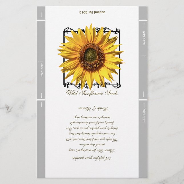 Seed Packet Template Wedding Favor (Front)