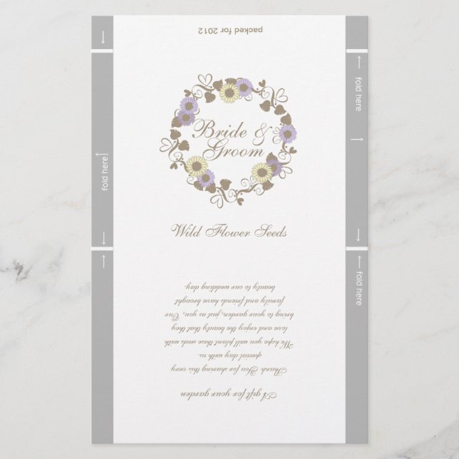 Seed Packet Template Wedding Favor (Front)