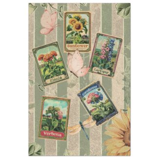 Seed Packet Vintage Sage Stripes Velvet Look