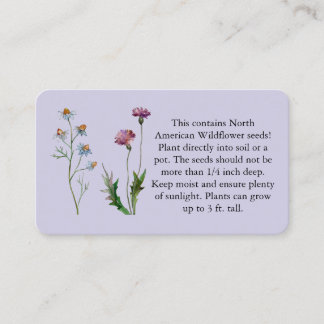 Seed Paper Instructions on Standard Business Card