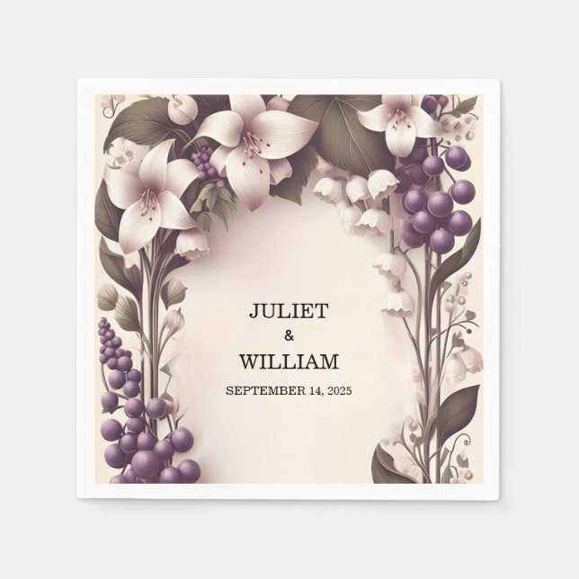 Seed Rural Farm Wood Fruit Ivy Vineyard Wedding Napkins (Front)