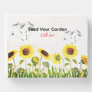 'Seed Your Garden' Sunflowers Wooden Box Sign