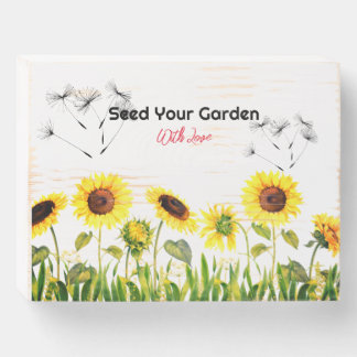 'Seed Your Garden' Sunflowers Wooden Box Sign