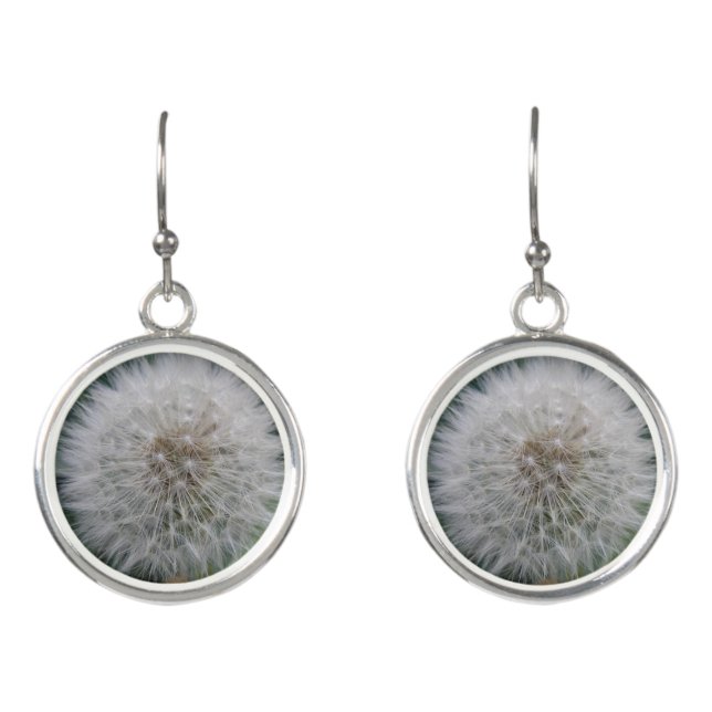 Seeding Dandelion Flower Drop Earrings (Front)