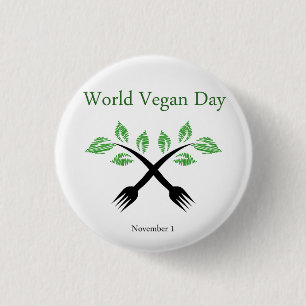 Seedling from a fork- World vegan day November 1 Button