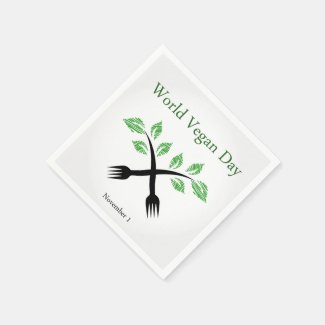 Seedling from a fork- World vegan day November 1 Paper Napkins