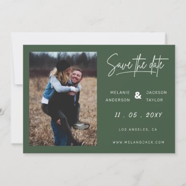 Seedling Green Simple Handwritten Photo Save The Date
