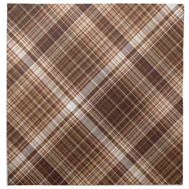 Seeds and Nuts Brown Plaid Cloth Napkin (Front)