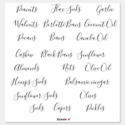 Seeds Nuts Oils Pantry Storage Canister Labels