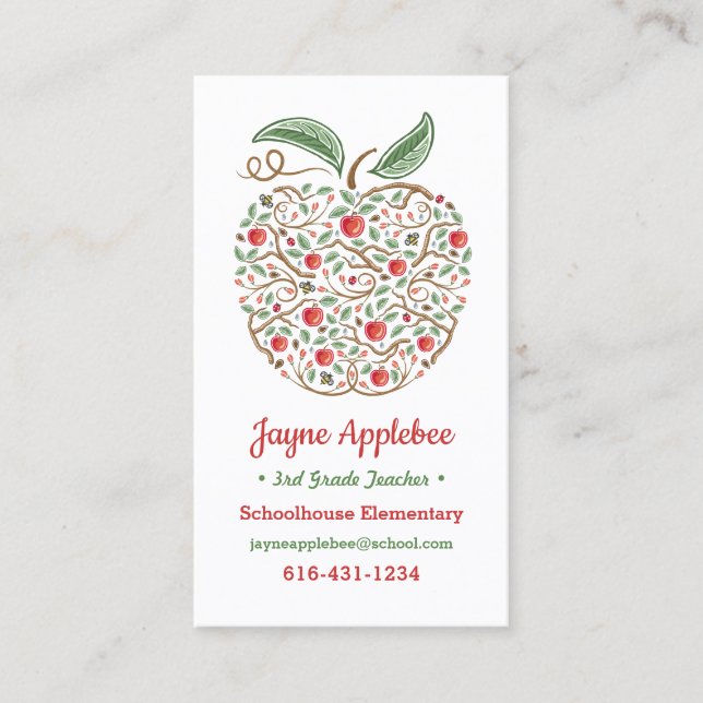 Seeds of Knowledge Teacher's Apple Business Card (Front)