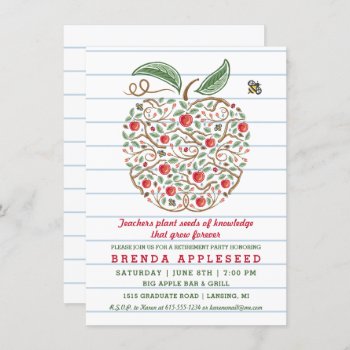 Seeds Of Knowledge Teacher's Apple Retirement Card by pj_design at Zazzle