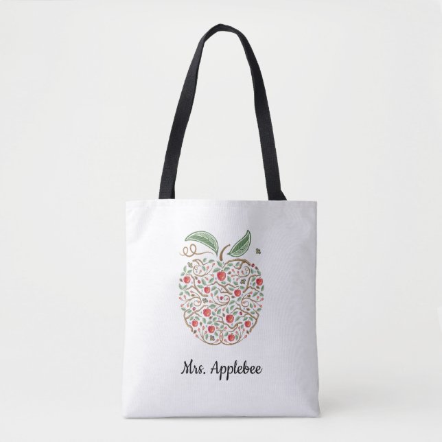 Seeds of Knowledge Teacher's Apple Tote Bag (Front)