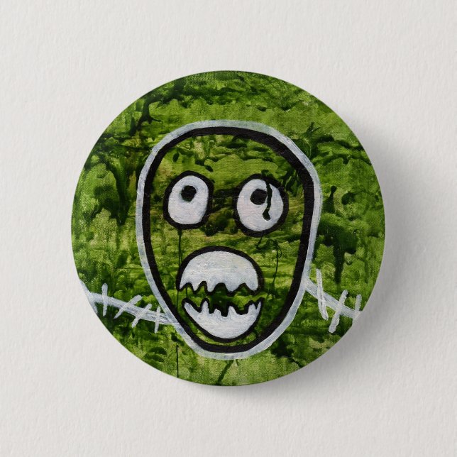 Seedy Pete Skull Odd Whimsical Monster Art Quirky Button (Front)