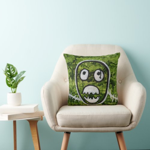 Seedy Pete Skull Odd Whimsical Monster Art Quirky Throw Pillow