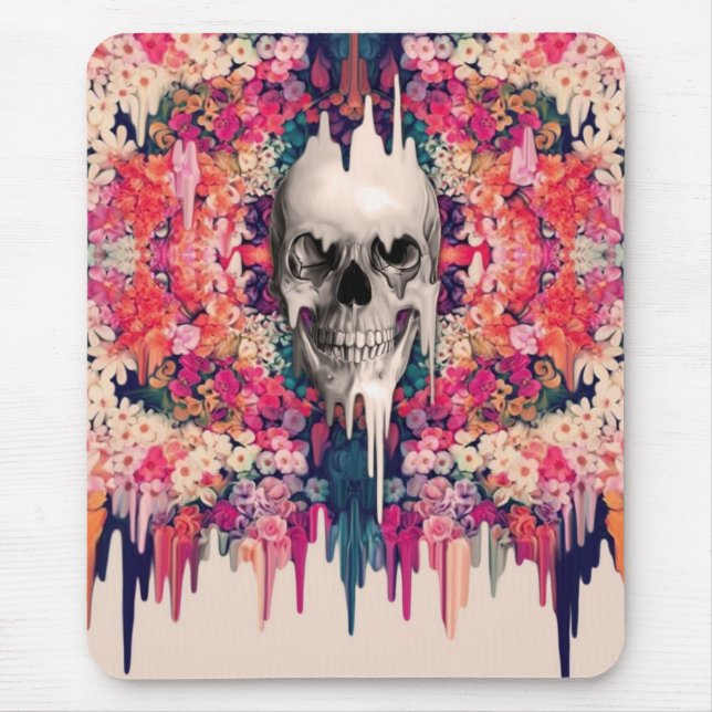 Seeing Color Melting Sugar Skull Mouse Pad (Front)