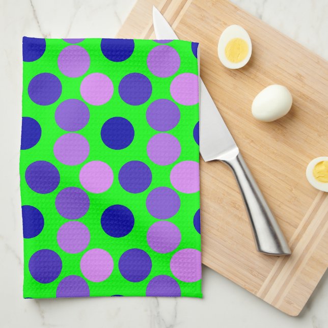 Seeing Dots Purple Green Kitchen Towel (Quarter Fold)