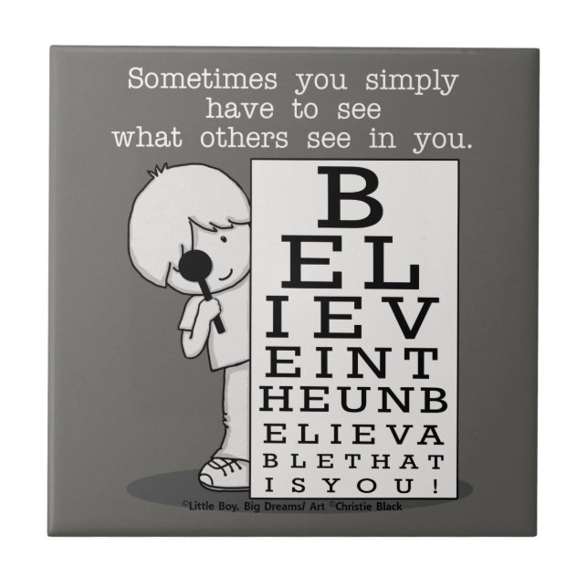 Seeing is Believing-Eye Chart Ceramic Tile (Front)