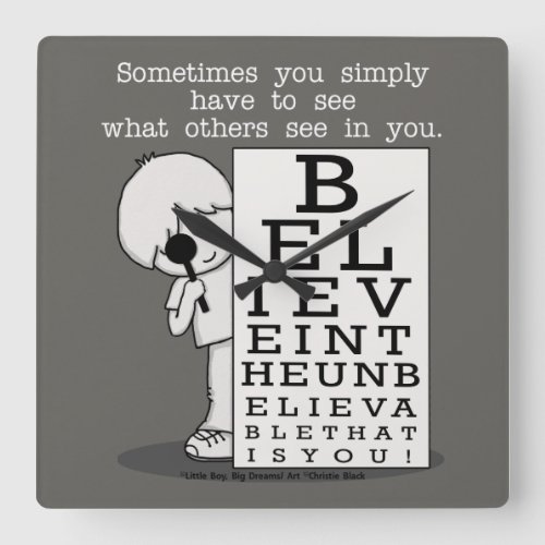 Seeing is Believing_Eye Chart Square Wall Clock