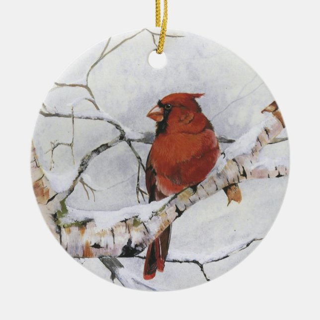 Seeing Red.by Nancy Dezotell Ceramic Ornament (Front)