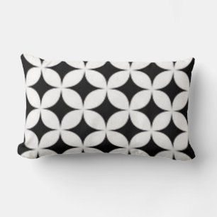 Seeing Stars Floral Black & White Trendy Print Lumbar Pillow