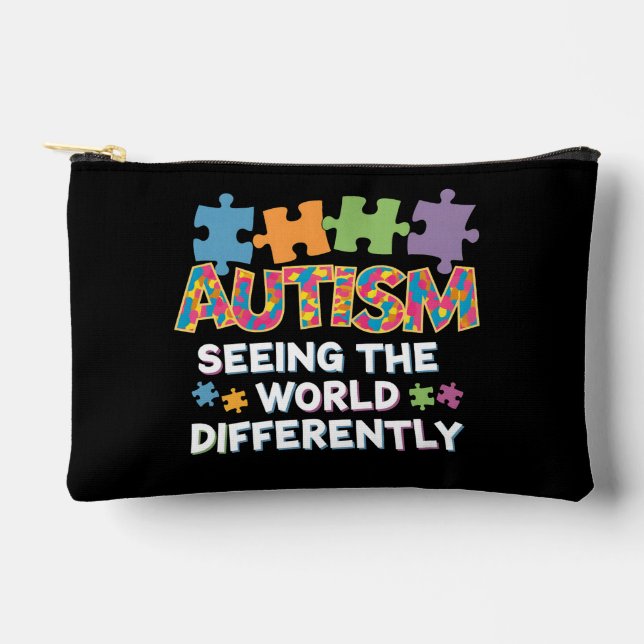Seeing the World Differently Autism Awareness Accessory Pouch (Front)