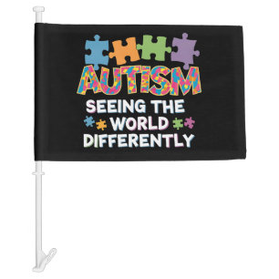 Seeing the World Differently Autism Awareness Car Flag