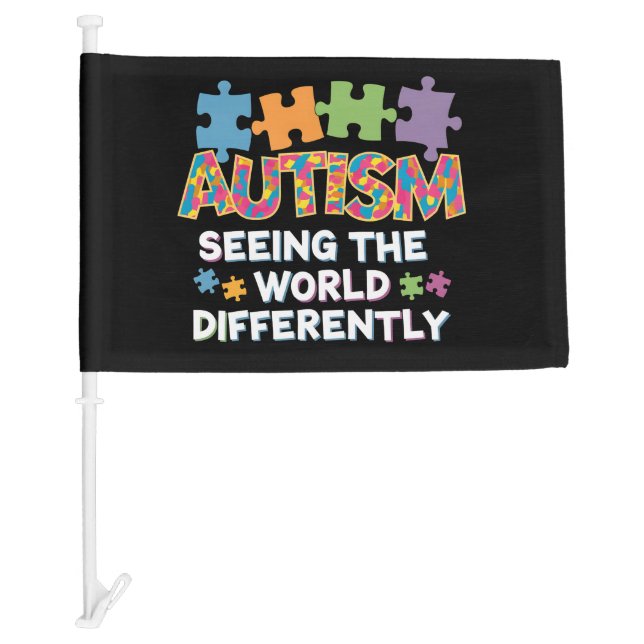 Seeing the World Differently Autism Awareness Car Flag (Front)