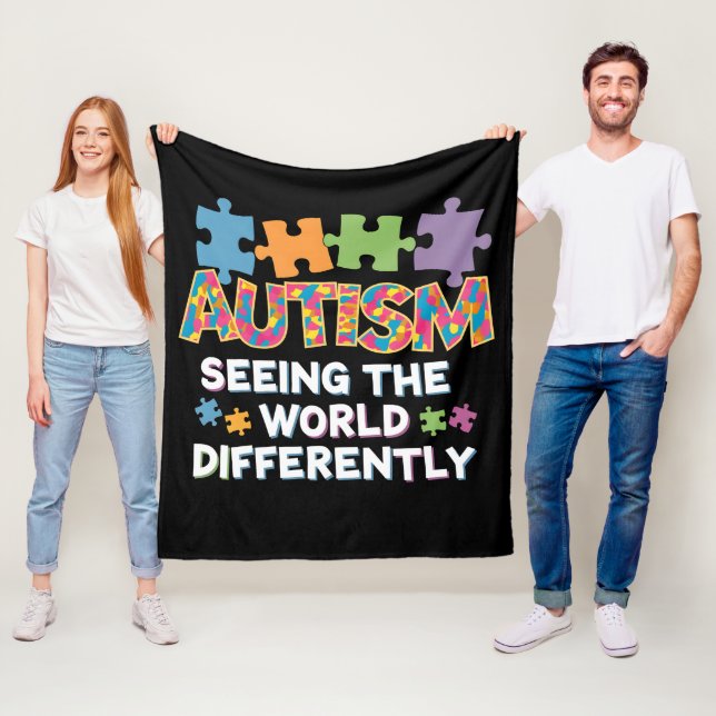 Seeing the World Differently Autism Awareness Fleece Blanket (In Situ)