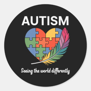 Seeing The World Differently Autism Awareness Infi Classic Round Sticker