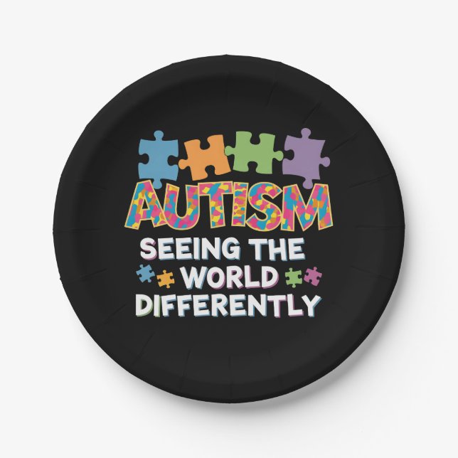 Seeing the World Differently Autism Awareness Paper Plates (Front)