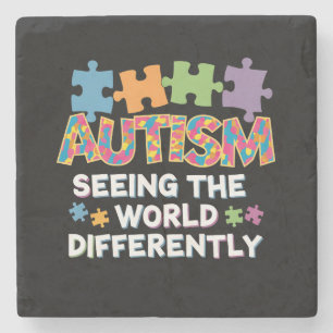 Seeing the World Differently Autism Awareness Stone Coaster