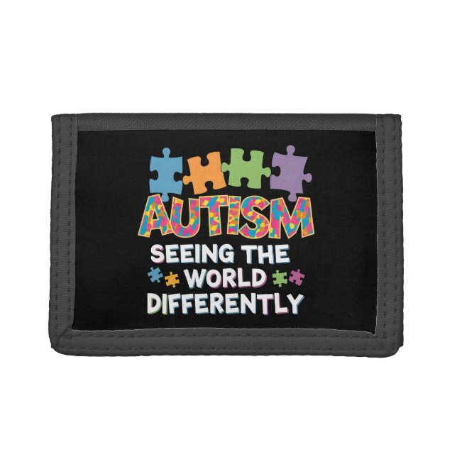 Seeing the World Differently Autism Awareness Trifold Wallet (Front)