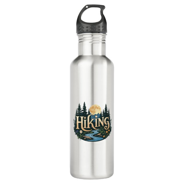 Seek Adventure Vacation camping Hiking Love nature Stainless Steel Water Bottle (Front)