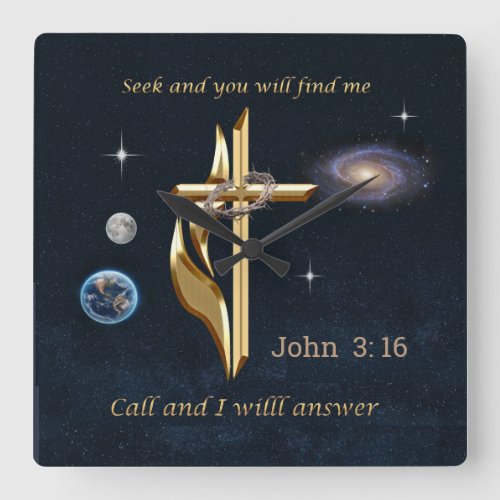 Seek and you will find me square wall clock