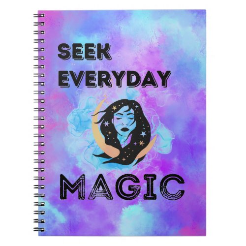 Seek Everyday Magic _ watercolor moon woman Notebook