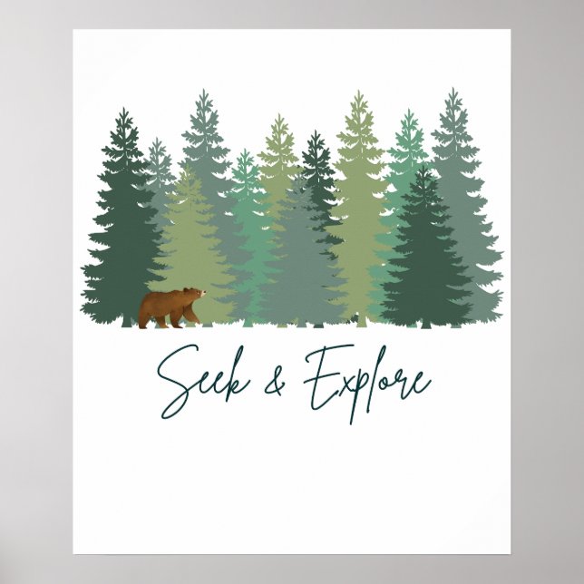 Seek & Explore Bear in Forest Digital Download Poster (Front)