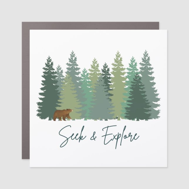 Seek & Explore with a Bear Car Magnet (Front)