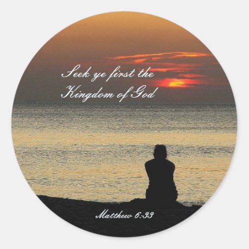 Seek First Kingdom of God Matthew 633 Ocean Classic Round Sticker