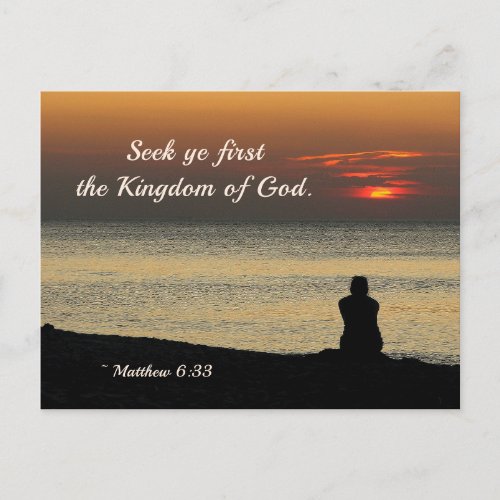 Seek First Kingdom of God Matthew 633 Ocean Postcard