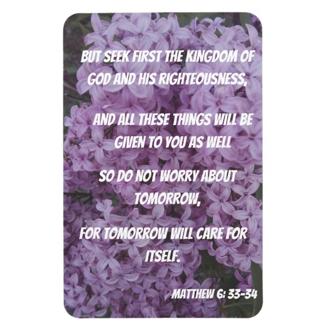 Seek God First, Don't Worry About Tomorrow Bible  Magnet (Vertical)